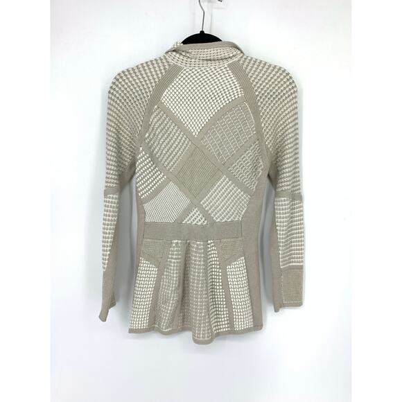 NIC + ZOE Women's Size PP US PXS Full Zip Sweater Waffle Knit Taupe White - Picture 5 of 5